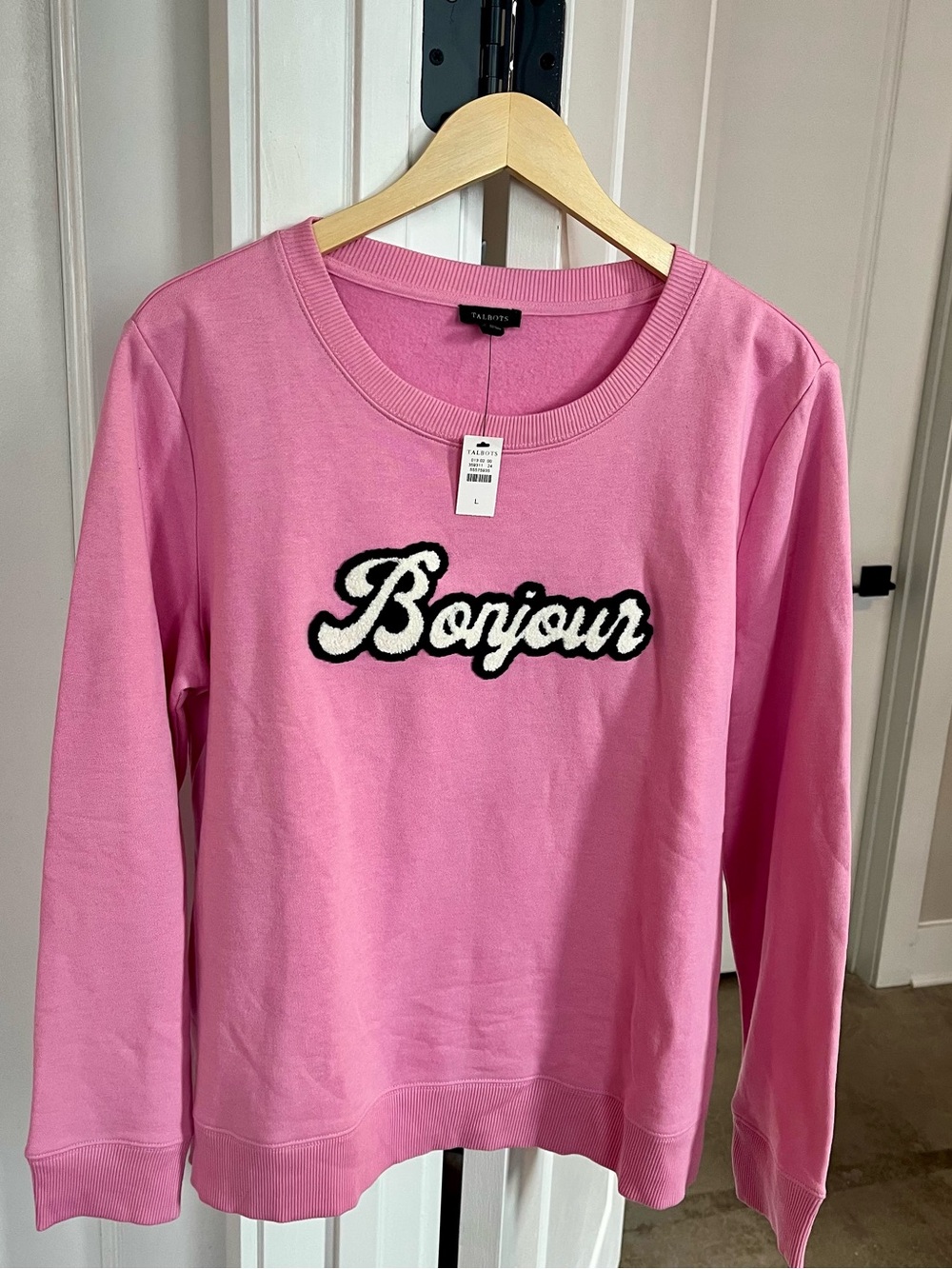 NWT Pink Talbots "Bonjour" Women’s Large Shirtshirt